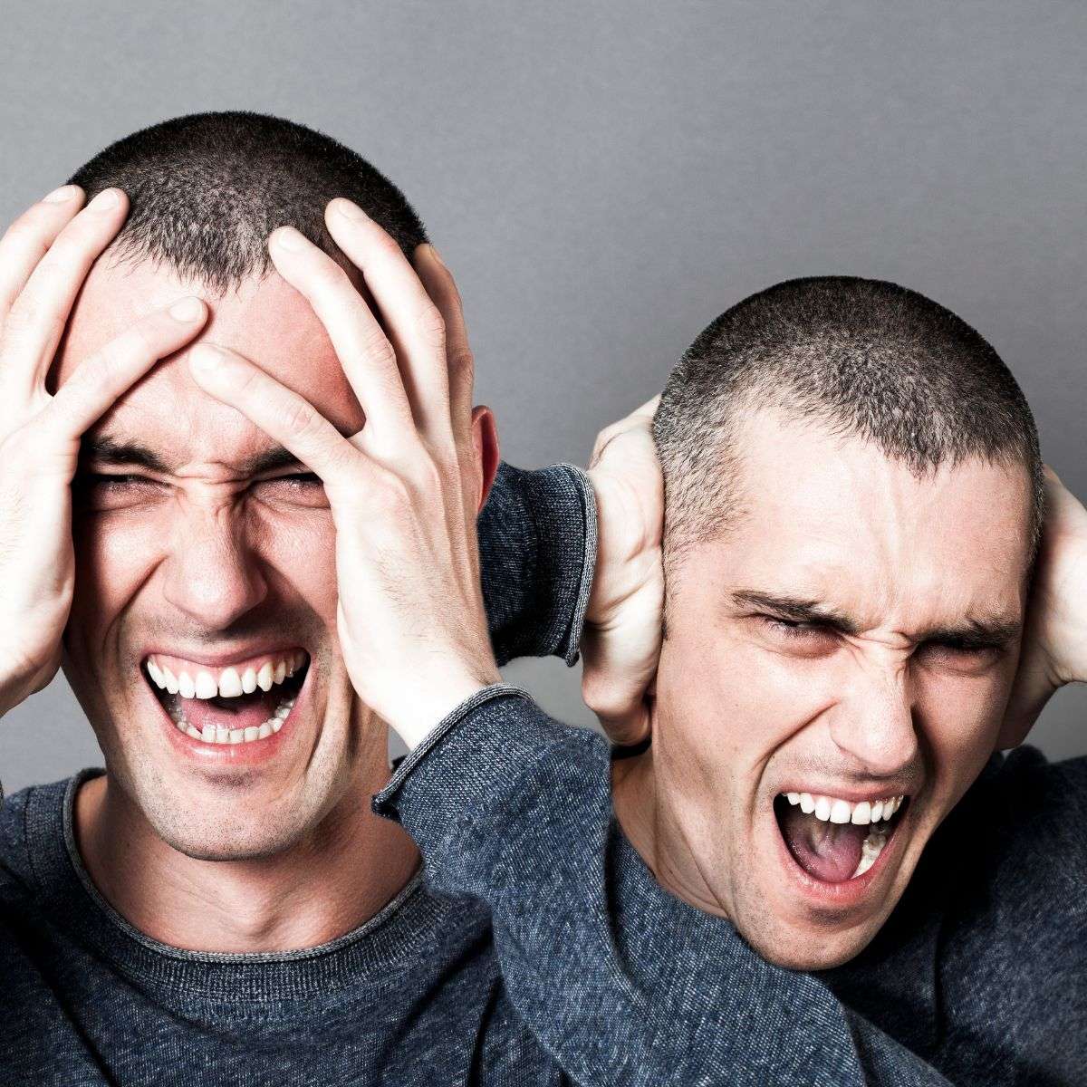 Mindful Healing Bipolar Disorder Treatment in New Jersey side by side pictures of a man screaming looking overwhelmed by how he feels