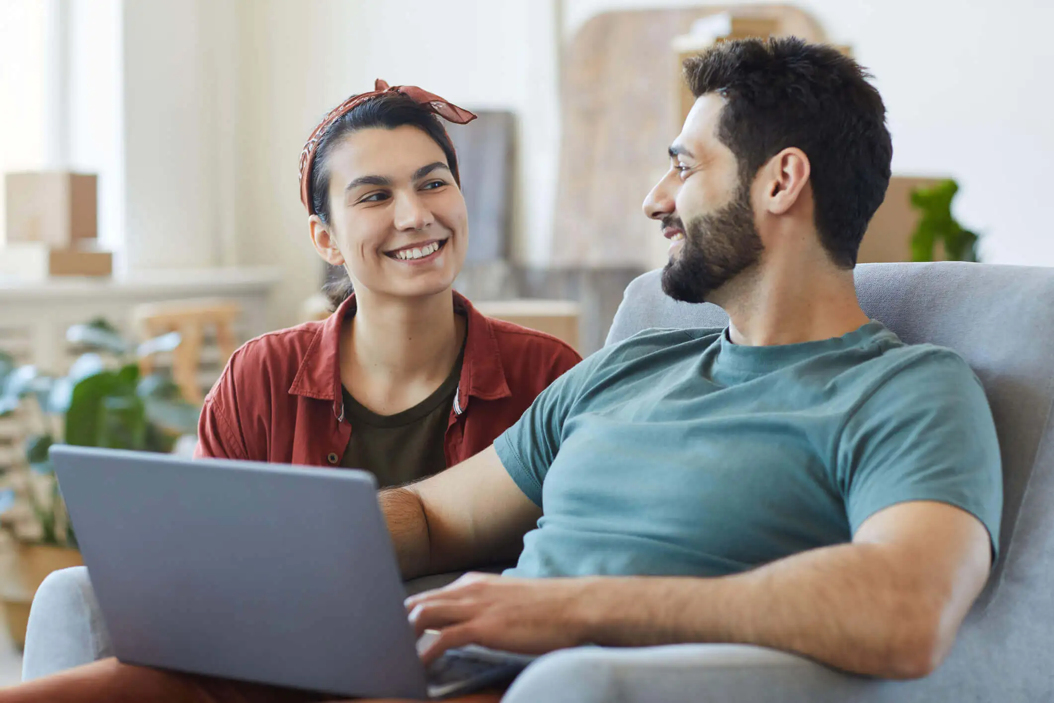 Couple attending teletherapy